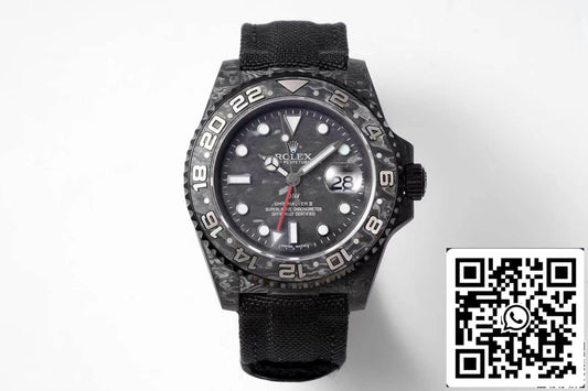 Rolex GMT-MASTER II Diw 1:1 edizione migliore fibra di carbonio Nero Fabric cinturino