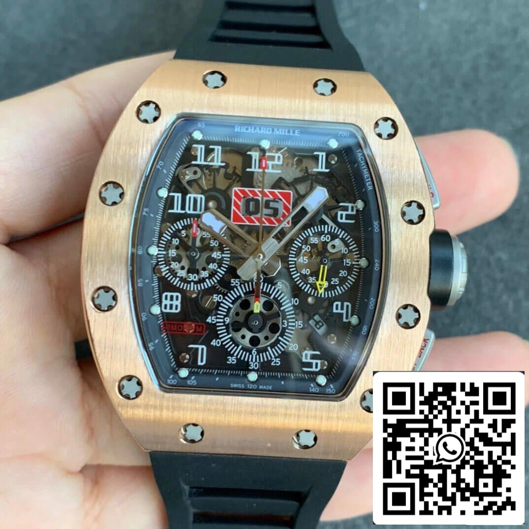 Richard Mille RM11 1:1 Best Edition KV Fabbrica Rose Gold Black cinturino