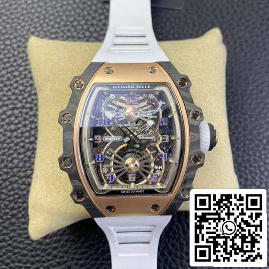 Richard Mille RM21-01 1:1 Best Edition RM Fabbrica Tourbillon Skeleton Dial White cinturino