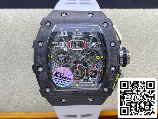 Richard Mille RM011-03 1:1 Best Edition KV Fabbrica Carbon Fiber White cinturino