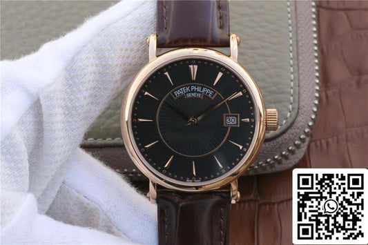 Patek Philippe Calatrava 1:1 Best Edition ZF Fabbrica Rose Gold Leather cinturino