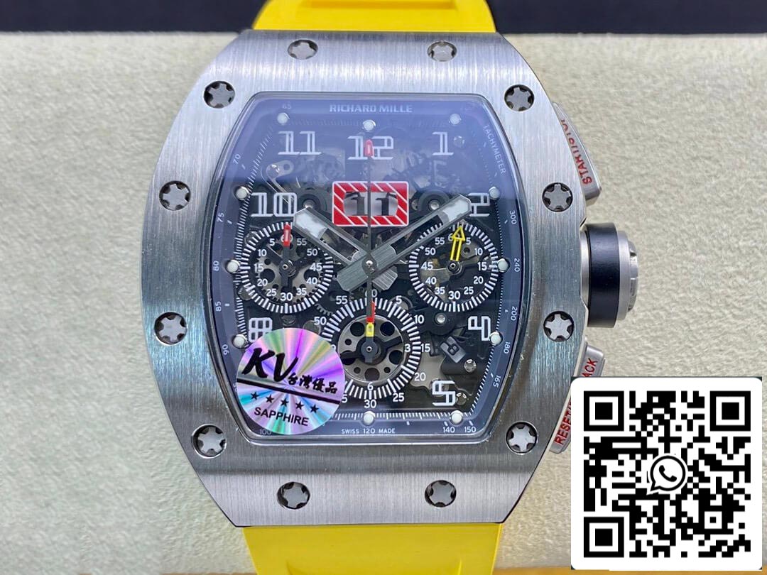 Richard Mille RM11 1:1 Best Edition KV Fabbrica Titanium Yellow cinturino