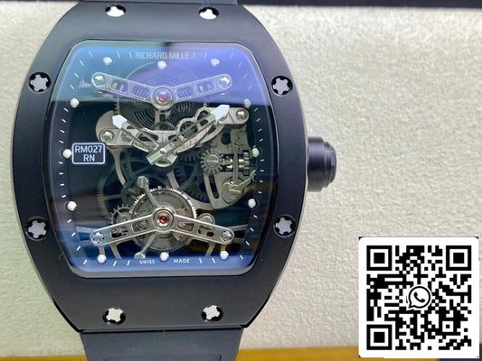 Richard Mille RM027 1:1 edizione migliore EUR Fabbrica Transparent quadrante nero
