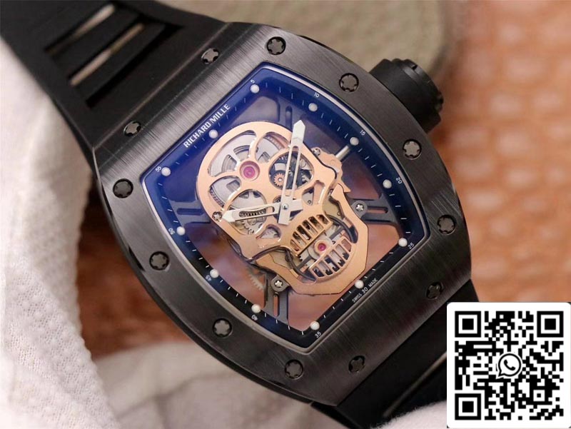 Richard Mille RM052-01 1:1 Best Edition ZF Fabbrica Rose Gold Skull Dial Swiss movimento