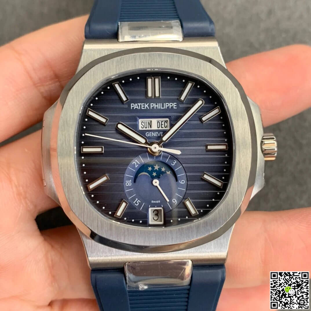 Patek Philippe Nautilus 5726/1A-014 1:1 edizione migliore GR Fabbrica Blu Pelle cinturino