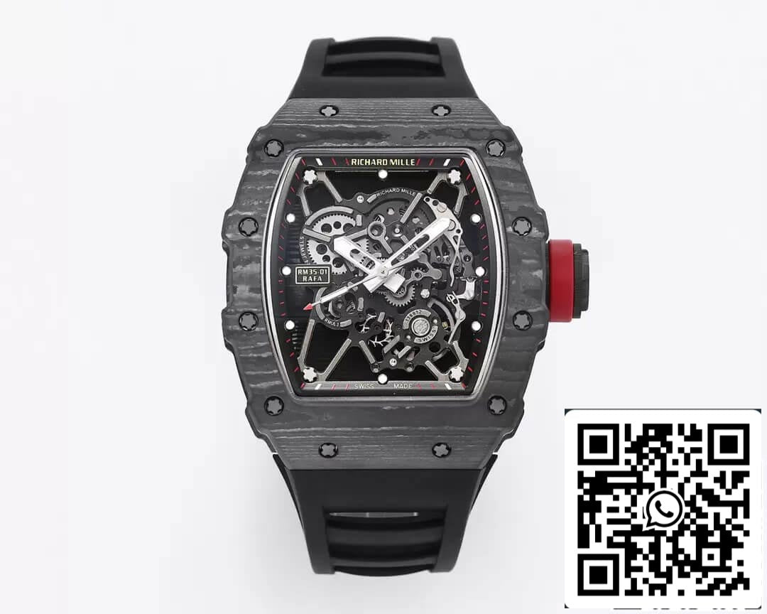 Richard Mille RM35-01 1:1 edizione migliore BBR Fabbrica Nero Gomma cinturino