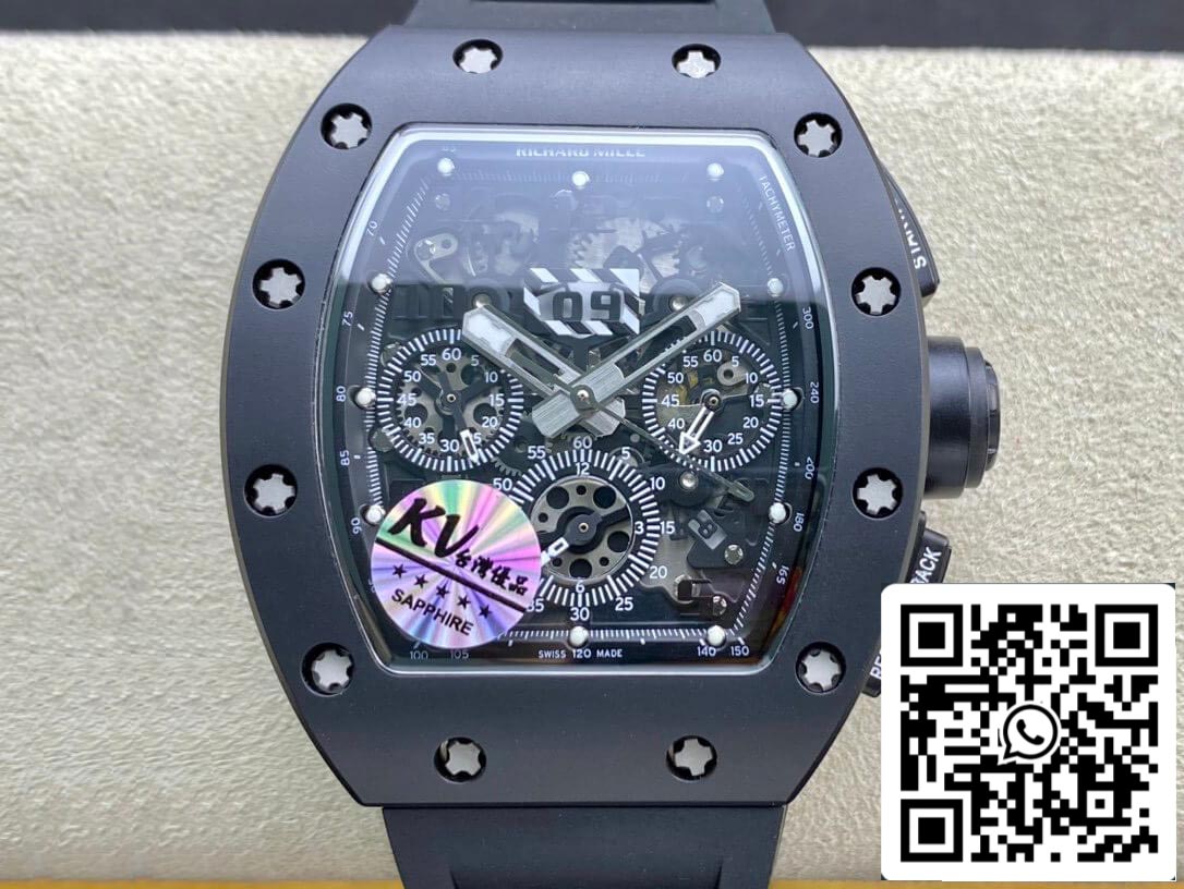 Richard Mille RM011 1:1 Best Edition KV Fabbrica Ceramic Black Case