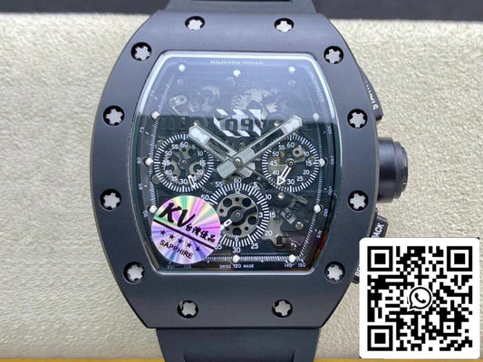 Richard Mille RM011 1:1 Best Edition KV Fabbrica Ceramic Black Case
