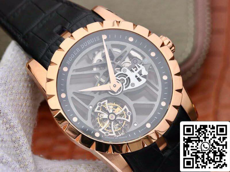 Roger Dubuis Excalibur RDDBEX0392 1:1 edizione migliore Swiss Tourbillon Black Leather cinturino