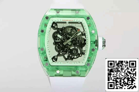 replica Richard Mille RM055 Best 1:1  Edition RM Fabbrica Green Transparent Case