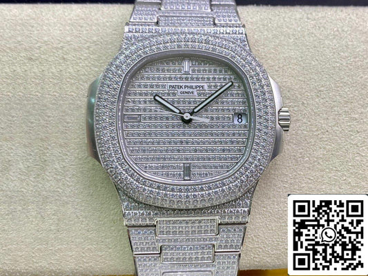 Patek Philippe Nautilus 5719/10G-010 1:1 Best Edition PPF Fabbrica V4 Silver Diamond Swiss ETA324