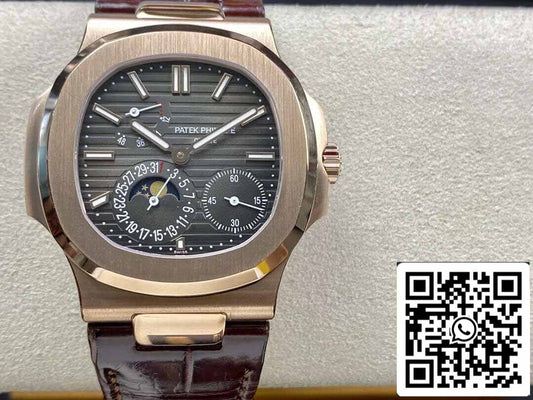Patek Philippe Nautilus 5712 1:1 Best Edition ZF Fabbrica Couro Marrom Cinturino Mostrador Cinza