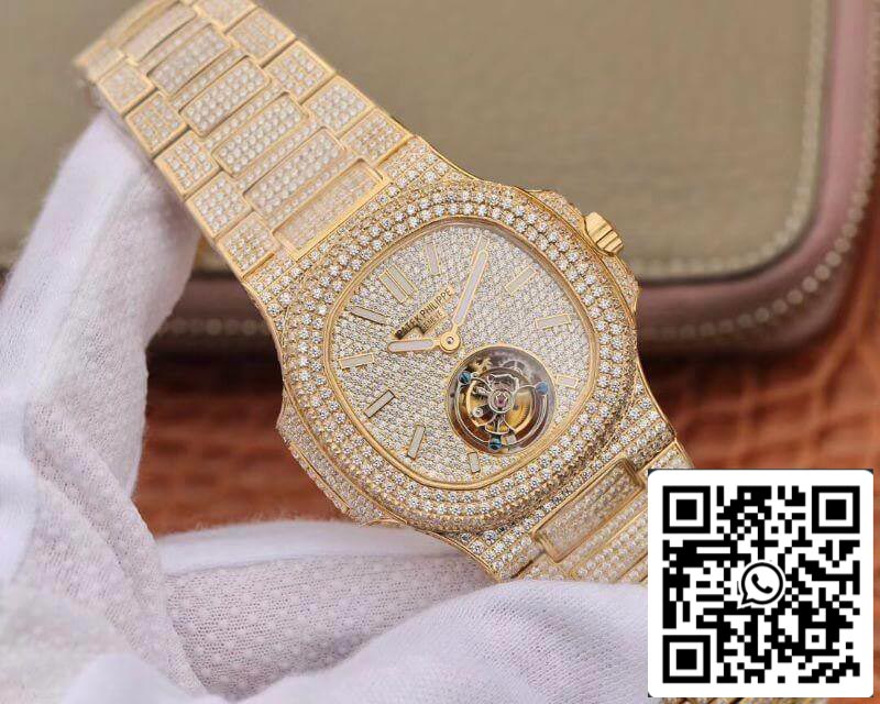 Patek Philippe Nautilus Tourbillon 18K Yellow Gold R8 Fabbrica 1:1 Best Edition Swiss Hand-Winding Tourbillon movimento
