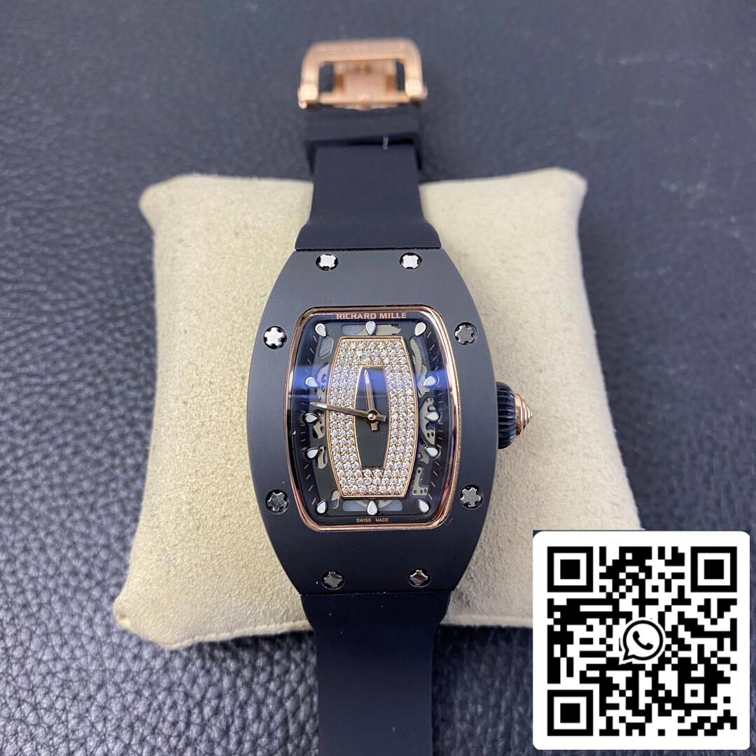 Richard Mille RM 07-01 1:1 Best Edition RM Fabbrica Black Rubber cinturino