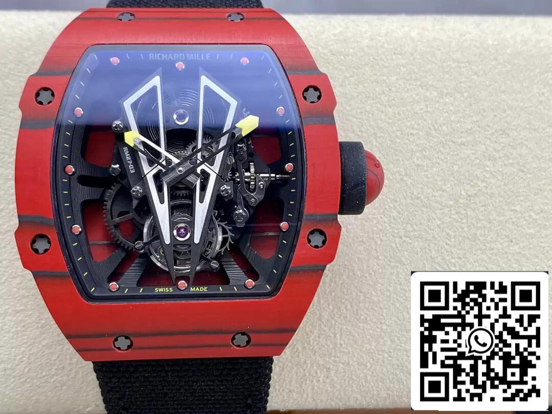 Richard Mille RM27-03 Tourbillon 1:1 edição melhor BBR Fabbrica Red fibra de carbono Cassa