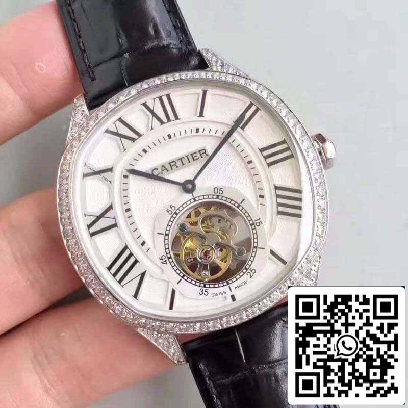 Drive De Cartier W4100013 Men Watches 1:1 Best Edition Swiss Tourbillon Black Leather cinturino