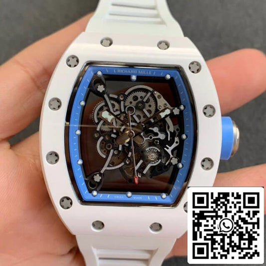 Richard Mille RM055 1:1 Mejor Edición KV Fabbrica V2 Cinturino Blanco
