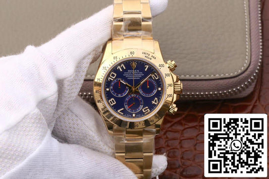 Rolex Daytona Cosmograph 116528 1:1 edição melhor JH Fabbrica mostrador amarelo ouro azul