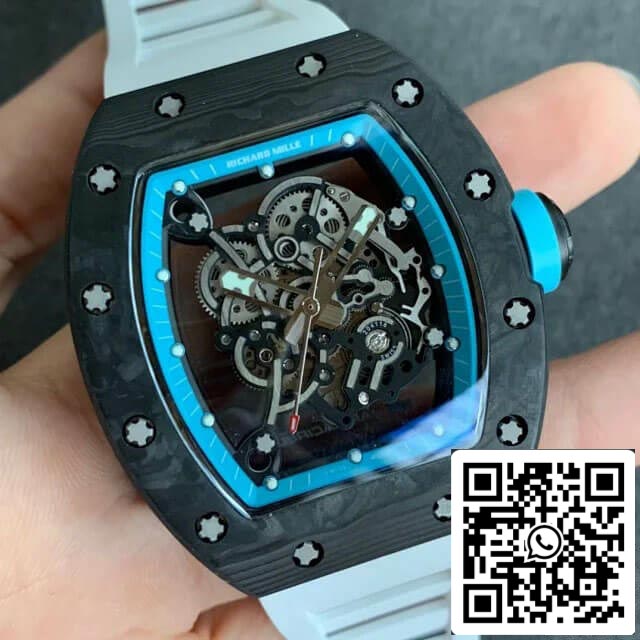 Cinturón de goma de fibra de carbono Richard Mille RM055 1:1 Best Edition KV Fabbrica V2