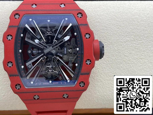 Richard Mille RM12-01 Tourbillon 1:1 Best Edition RM Fabbrica Red Rubber cinturino