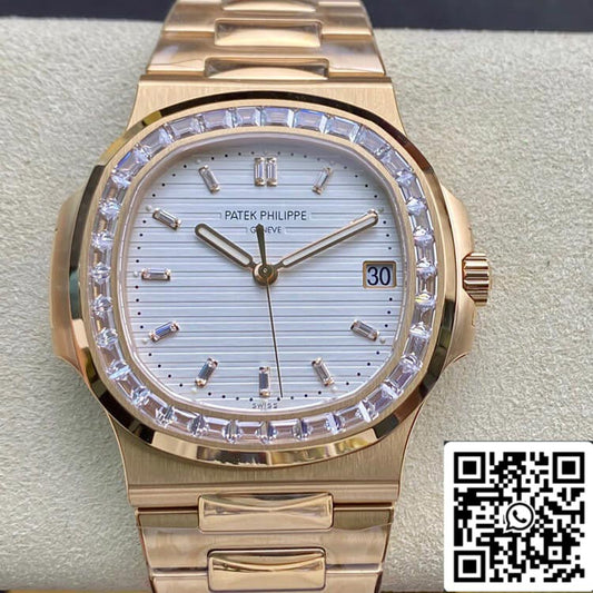 Patek Philippe Nautilus 1:1 Best Edition PPF Fabbrica Rose Gold With Diamonds