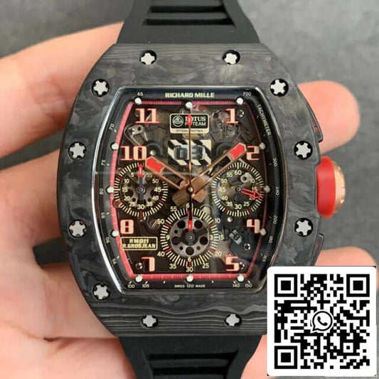Richard Mille RM-011 1:1 Best Edition KV Fabbrica V2 Forged Carbon Black cinturino