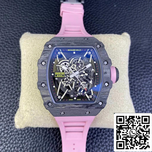 Richard Mille RM35-02 1:1 Best Edition T+ Fabbrica NTPT Carbon Fiber Pink Rubber cinturino