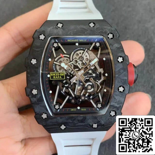 Richard Mille RM35-02 1:1 Best Edition KV Fabbrica V3 Carbon Fiber White cinturino