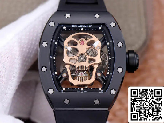 Richard Mille RM52-01 Tourbillon 1:1 edizione migliore JB Fabbrica Rose Gold Skull Dial
