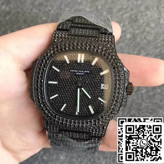 Patek Philippe Nautilus 5719/10G-010 1:1 Best Edition PPF Fabbrica Full Diamond Black Dial