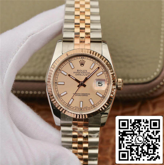 Rolex Datejust 116231 36MM 1:1 edizione migliore GM Fabbrica Rosa Oro Pink quadrante