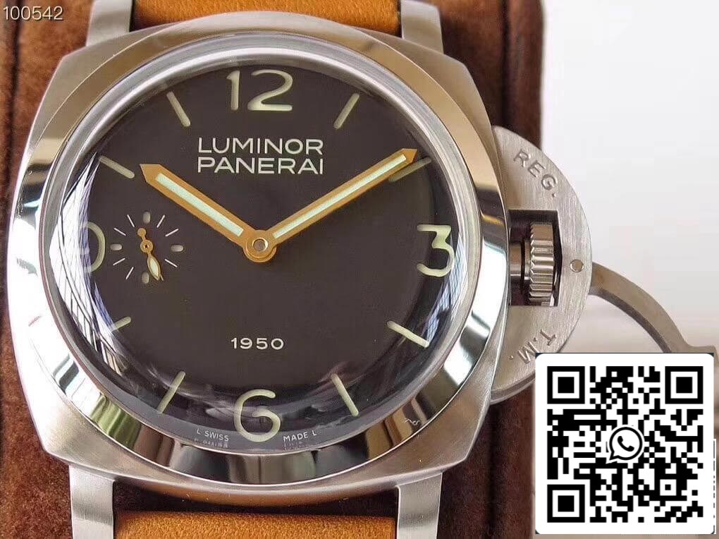 Panerai Luminor 1950 PAM127 ZF Fabbrica 1:1 Best Edition Swiss ETA A6497 Brown Soft Tan Leather cinturino