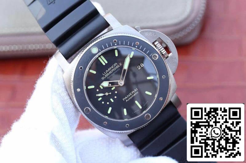 Panerai Luminor Submersible PAM389 VS Fabbrica 1:1 edizione migliore Swiss ETA P9000 Nero Gomma cinturino