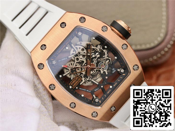Richard Mille RM035 Americas KV Fabbrica 1:1 Best Edition Rose Gold White cinturino