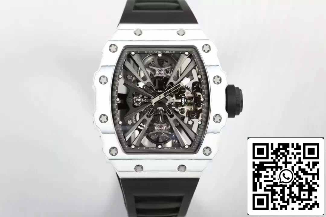 Richard Mille RM12-01 Tourbillon 1:1 Best Edition RM Fabbrica Black Rubber cinturino