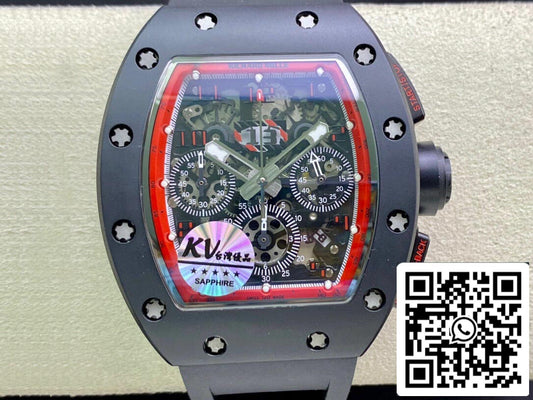 Richard Mille RM011 1:1 Best Edition KV Fabbrica Ceramic Black cinturino