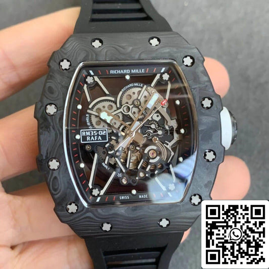 Richard Mille RM035-02 1:1 Best Edition KV Fabbrica Carbon Fiber Black cinturino