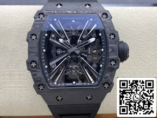 Richard Mille RM12-01 Tourbillon 1:1 Best Edition RM Fabbrica Black Skeleton Dial
