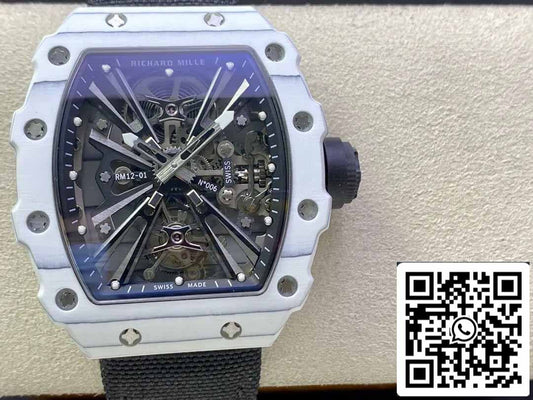 Richard Mille RM12-01 Tourbillon 1:1 Best Edition RM Fabbrica White Carbon Fiber Case