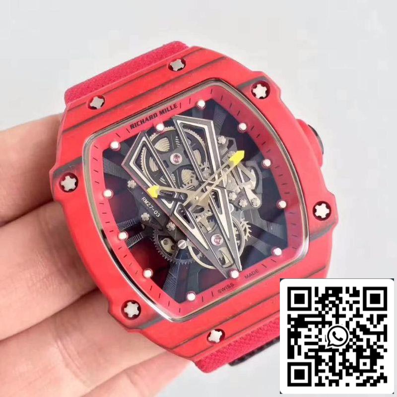 Richard Mille RM27-03 KV Fabbrica 1:1 Best Edition Swiss ETA9015 Carbono forjado rojo