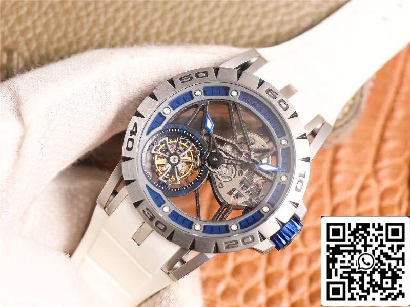 Roger Dubuis Excalibur RDDBEX0622 Tourbillon JB Fabbrica 1:1 edição melhor Blue Hollow Dial Swiss RD505SQ