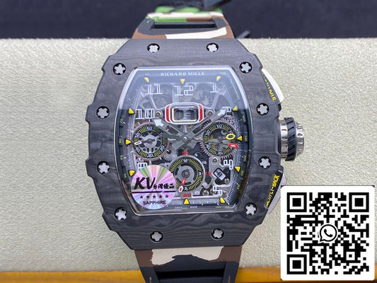 Richard Mille RM-011 1:1 Best Edition KV Fabbrica V2 Carbon Fiber Camo cinturino