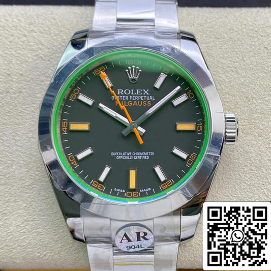 Rolex Milgauss 116400GV AR Fabbrica 1:1 edizione migliore Swiss ETA3131 quadrante nero