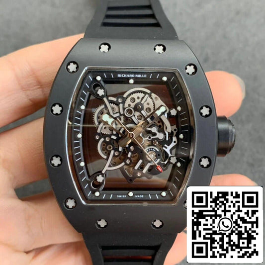 Richard Mille RM055 1:1 Best Edition KV Fabbrica V2 Cinturón de caucho cerámico negro