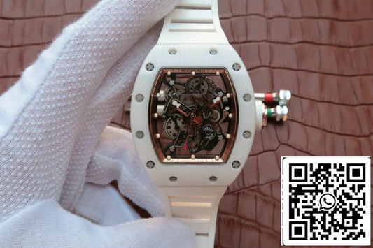 Richard Mille RM055 1:1 Best Edition KV Fabbrica Cinturón de caucho cerámico blanco
