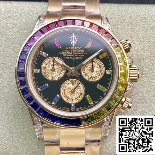 Rolex Daytona 116595 RBOW 1:1 Best Edition TW Fabbrica Rose Gold Black Dial
