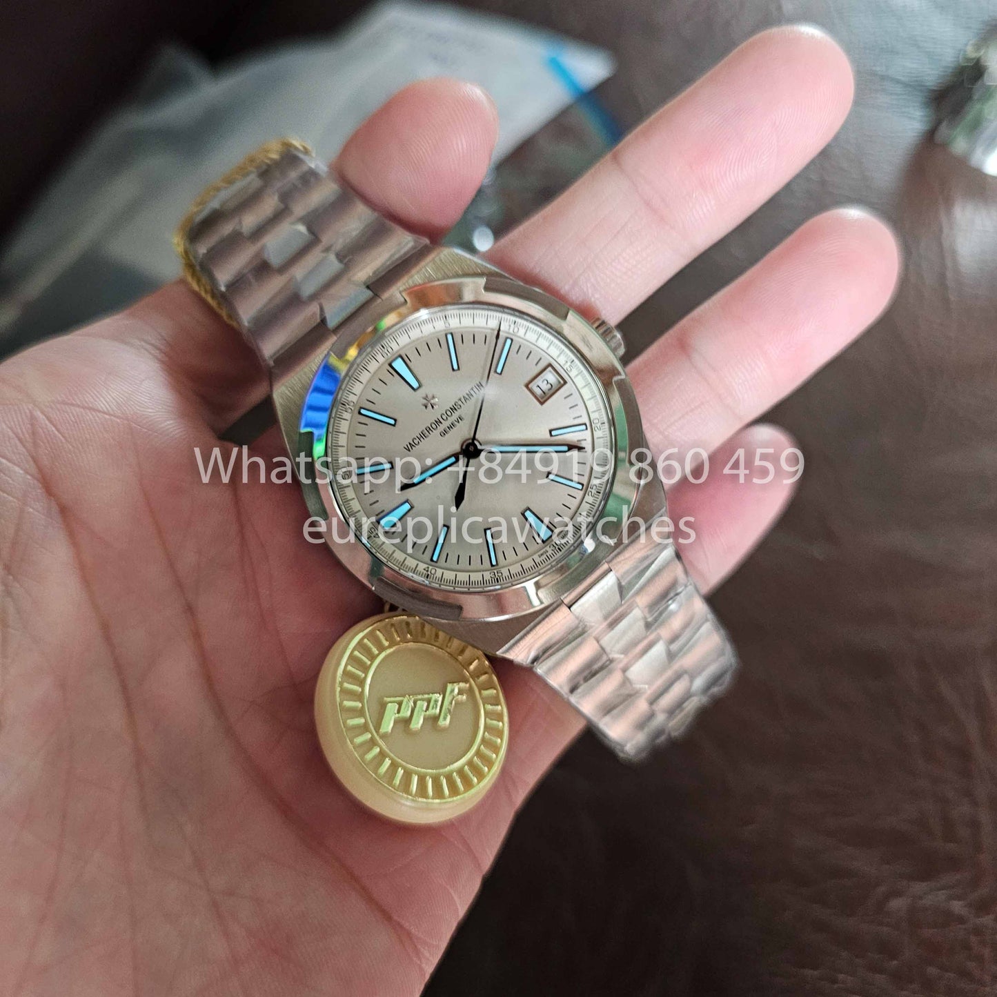Vacheron Constantin Overseas 4500V/110A-B126 1:1 Melhor Clone PPF Fabricbrica Mostrador Branco Prateado