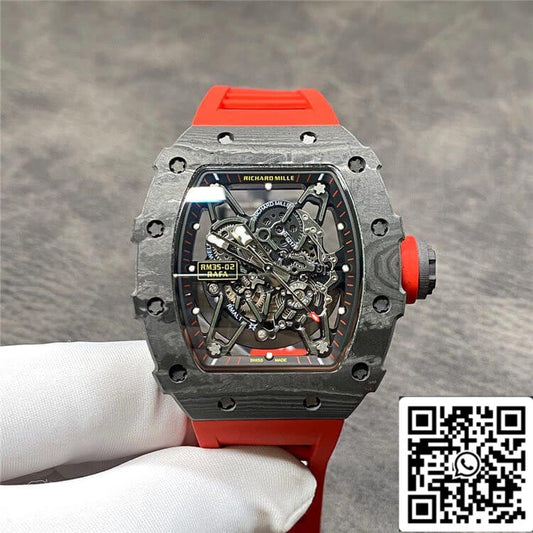 Richard Mille RM35-02 1:1 Best Edition KV Fabbrica Carbon Fiber Red cinturino