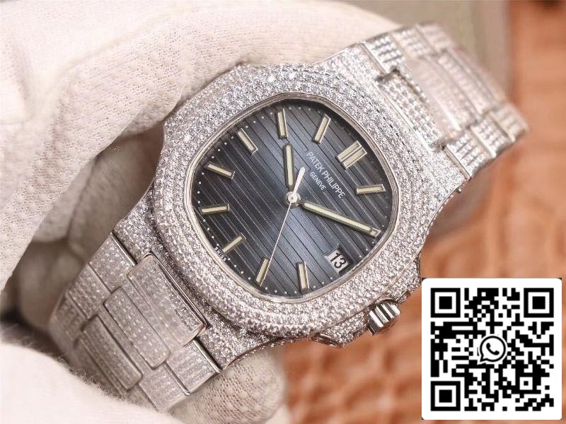 Patek Philippe Nautilus 5719-10G Silver Diamond 1:1 Best Edition R8 Fabbrica Gradient Grey Dial Swiss Cal.324 S‌ C