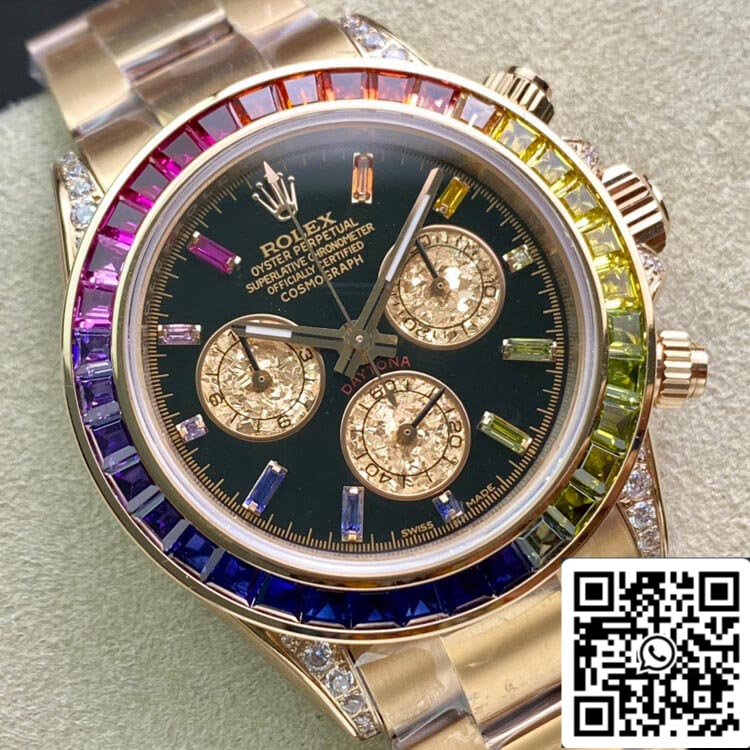 Rolex Daytona 116595 RBOW 1:1 Best Edition TW Fabbrica Rose Gold Black Dial